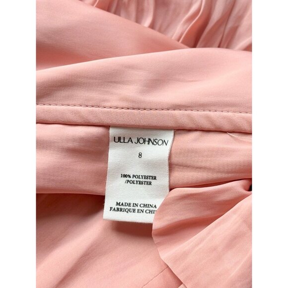 NWT ULLA JOHNSON Mia Tuberose Pink Plisse Satin Corset Peplum Blouse Top, Size 8 - Picture 15 of 16